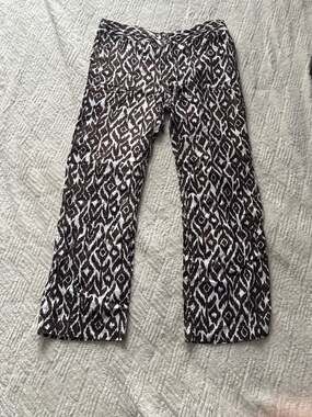 INC 10P 100% Linen Brown & White Straight Leg Pants